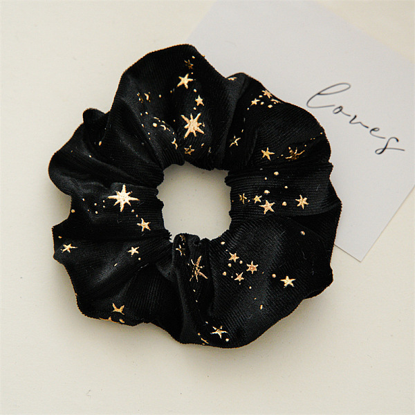

PandaHall Solid Color with Star Cloth Ponytail Scrunchy Hair Ties, Ponytail Holder Hair Accessories for Women and Girls, Black, 110mm Cloth...