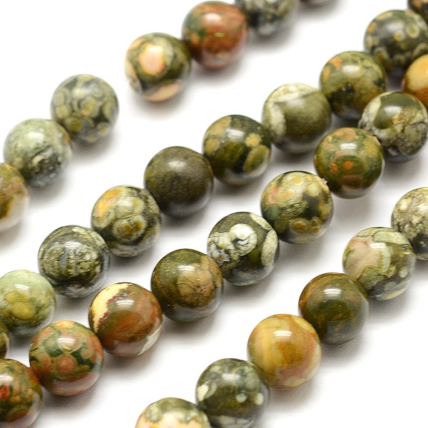 

PandaHall Natural Rhyolite Jasper Bead Strands, Round, 8mm, Hole: 1mm, about 46pcs/strand, 15.7 inch(40cm) Rhyolite Jasper Round