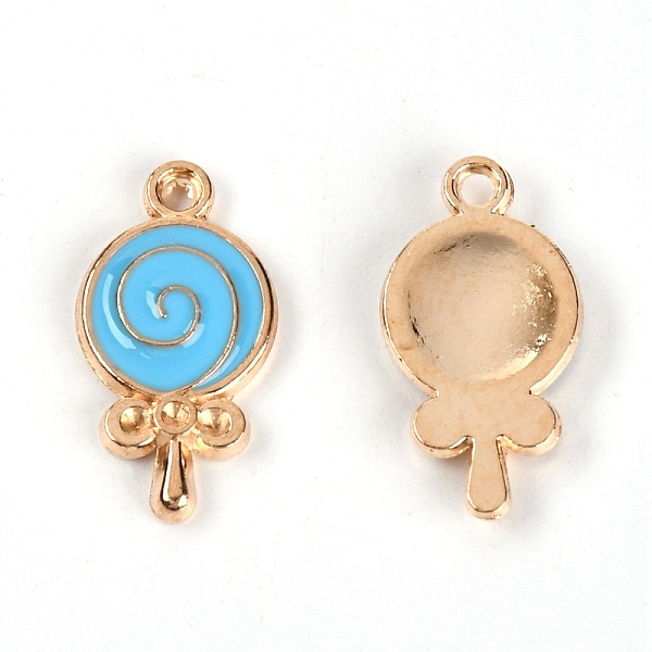 

PandaHall Alloy Enamel Pendants, Lollipop, Light Gold, Sky Blue, 18x9.5x2mm, Hole: 1.5mm Alloy+Enamel Candy
