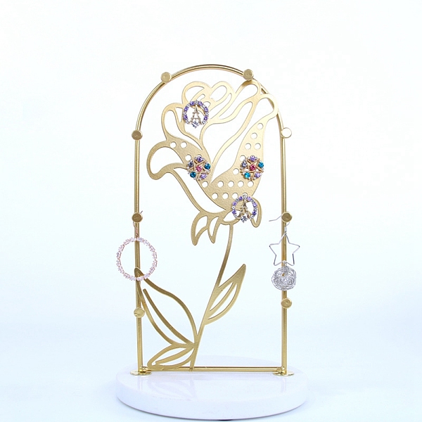 Rose Flower Iron Storage Jewelry Rack