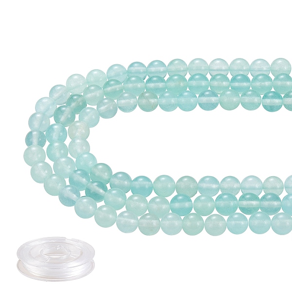

PandaHall DIY Jewelry Bracelet Making Kits, 3 Strands 8mm Dyed Round Natural White Jade Beads and Flat Elastic Thread, Cyan, 8mm, Hole: 1mm...