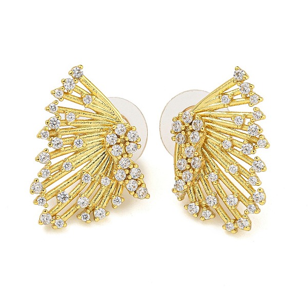 Latón micro pave aretes de circonita cúbica transparente