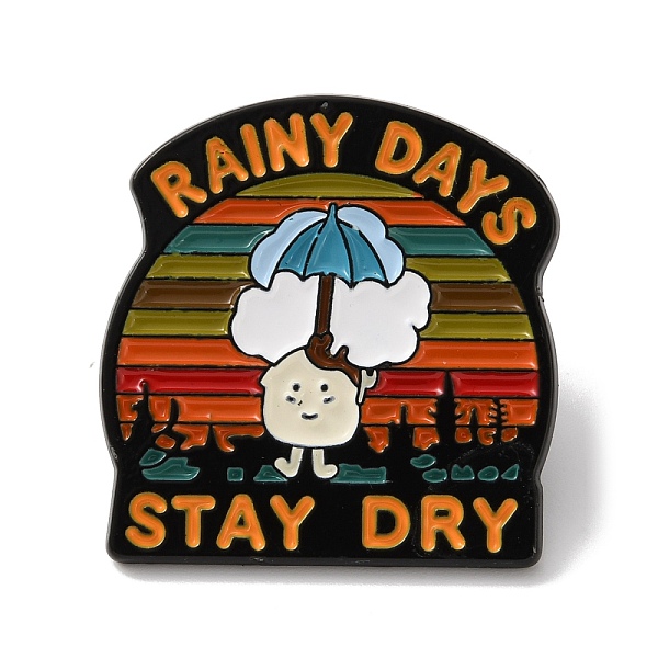 Rainy Days Stay Dry Enamel Brooches