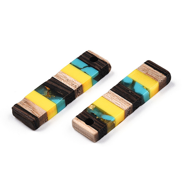 

PandaHall Translucent Resin & Walnut Wood Pendants, with Gold Foil, Rectangle Charm, Yellow, 29.5x8.5x3.5mm, Hole: 2mm Resin+Wood Rectangle...