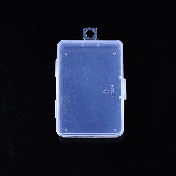 PandaHall Rectangle Polypropylene(PP) Bead Storage Containers, with Hinged Lid, for Jewelry Small Accessories, Clear, 9.6x6.6x2.05cm, Hole...