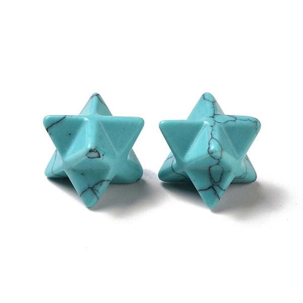 

PandaHall Synthetic Turquoise Beads, No Hole/Undrilled, Merkaba Star, 12.5~13x12.5~13x12.5~13mm Synthetic Turquoise Star
