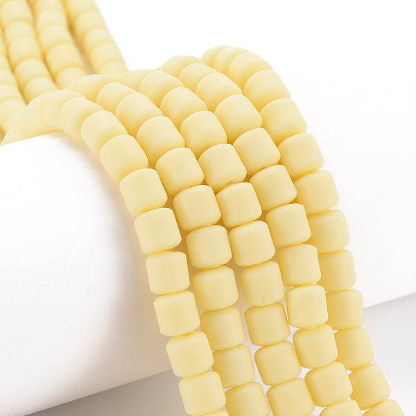 

PandaHall Polymer Clay Bead Strands, Column, Pale Goldenrod, 5~7x6mm, Hole: 1.5~2mm, about 61~69pcs/strand, 15.74 inch Polymer Clay Column