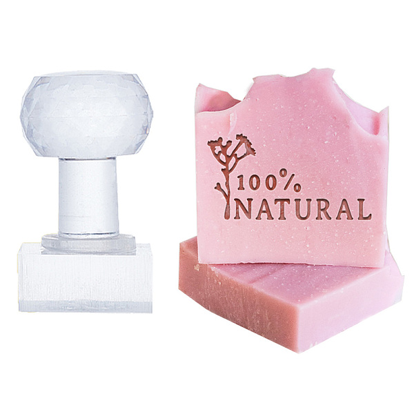 

PandaHall PH Word Acrylic Stamp Natural Soap Embossing Stamp Soap Stamp with Handle Soap Chapter Imprint Stamp for Handmade Soap Cookie..., Clear