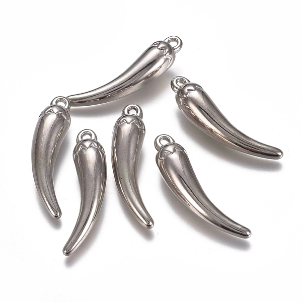

PandaHall CCB Plastic Pendants, Chili, Platinum, 38x9x9mm, Hole: 1.6mm Plastic Horn