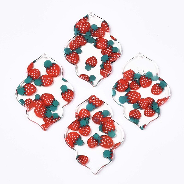 

PandaHall Transparent Clear Cellulose Acetate(Resin) Pendants, Printed, Flower with Strawberry, Strawberry Pattern, 47x33x3mm, Hole: 1.4mm..., Red