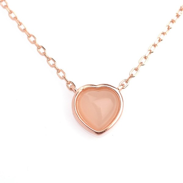 PandaHall Natural Hetian Jade Heart Pendant Necklace, 925 Sterling Silve Necklace, Rose...