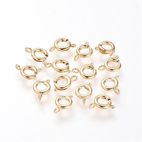 

PandaHall Brass Spring Ring Clasps, Nickel Free, Real 18K Gold Plated, 10x7x2mm, Hole: 1.5mm Brass