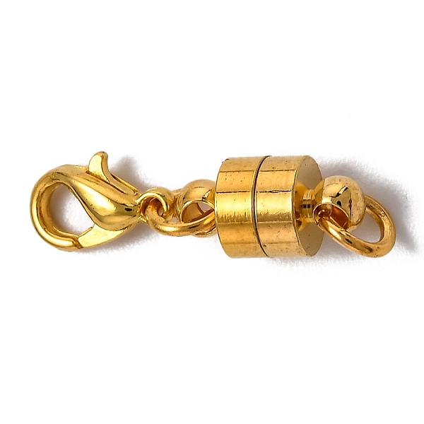

PandaHall Brass Magnetic Clasps Converter, with Lobster Claw Clasps, Column, Golden, 25x6mm Brass Column