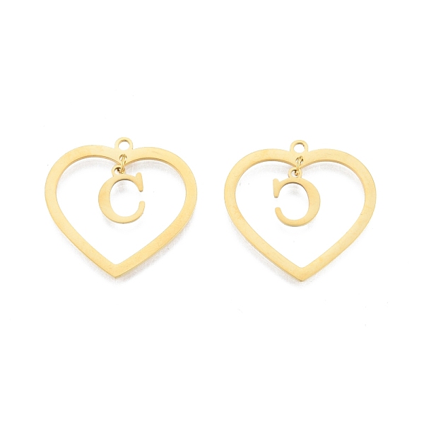 

PandaHall 201 Stainless Steel Pendants, Hollow, Heart with Letter A~Z, Real 18K Gold Plated, Letter.C, 29x29.5x1mm, Hole: 2mm, A~Z...
