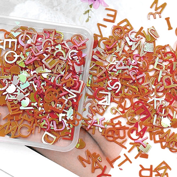 

PandaHall PVC Plastic Sequins, Nail Art Glitter, DIY Sparkly Paillette Tips Nail, Mixed Letter, Sienna, 6x6~7x0.2mm, 400pcs/bag Plastic..., Brown