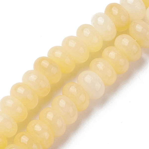 

PandaHall Natural Yellow Jade Beads Strands, Rondelle, 9.5~10x5~5.5mm, Hole: 1.5mm, about 36pcs/strand, 7.72''(19.6cm) Yellow Jade Rondelle