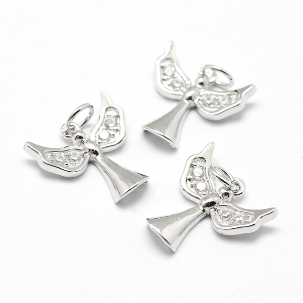 

PandaHall Brass Micro Pave Grade AAA Cubic Zirconia Charms, Angel, Lead Free & Nickel Free & Cadmium Free, Real Platinum Plated, 14x14x2mm...
