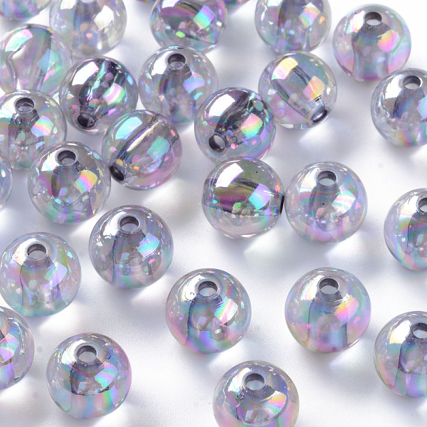 

PandaHall Transparent Acrylic Beads, AB Color Plated, Round, Lavender, 12x11mm, Hole: 2.5mm, about 566pcs/500g Acrylic Round Purple