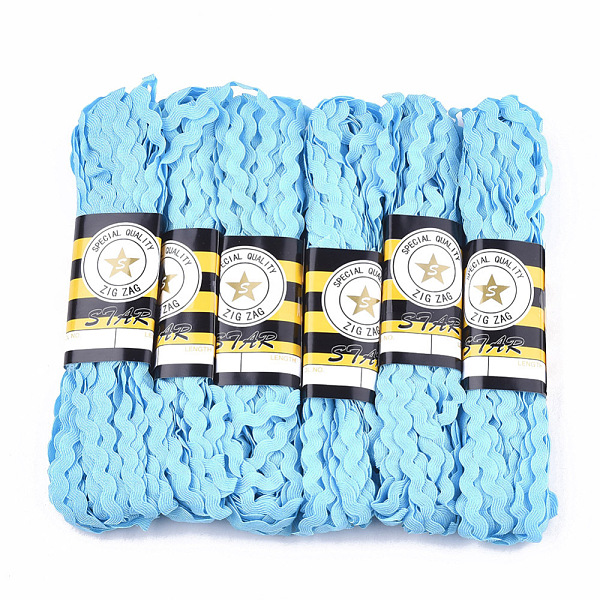 

PandaHall Polypropylene Fiber Ribbons, Wave Shape, Light Sky Blue, 7~8mm, 15yard/bundle, 6bundles/bag Polypropylene None Blue