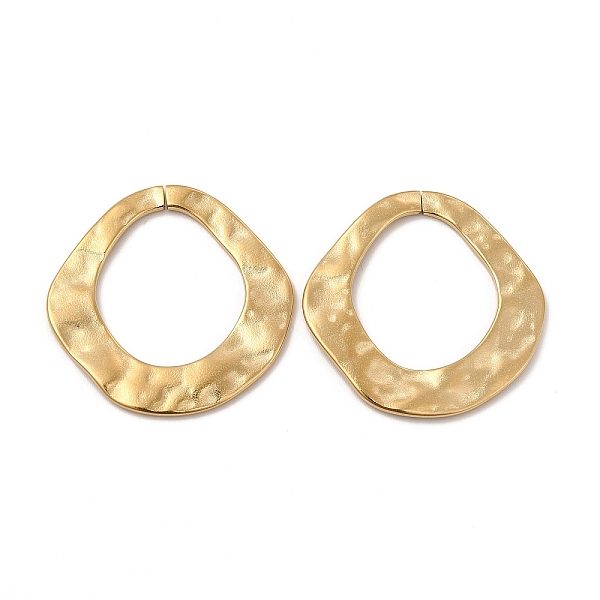 

PandaHall Ion Plating(IP) 304 Stainless Steel Open Linking Ring, Hammered, Irregular Teardrop, Real 14K Gold Plated, 30x30x1mm, Inner...
