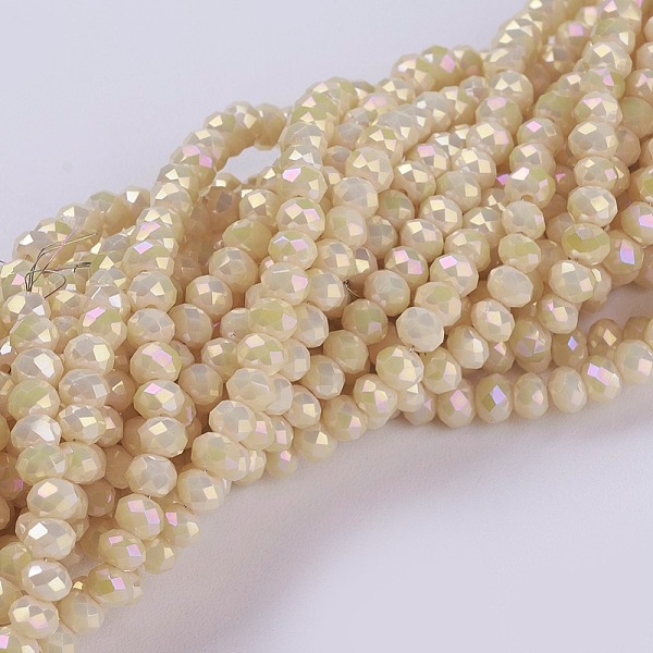 

PandaHall Electroplate Glass Beads Strands, Full Rainbow Plated, Faceted, Rondelle, Yellow, 3~3.5x2~2.5mm, Hole: 0.8mm, about...