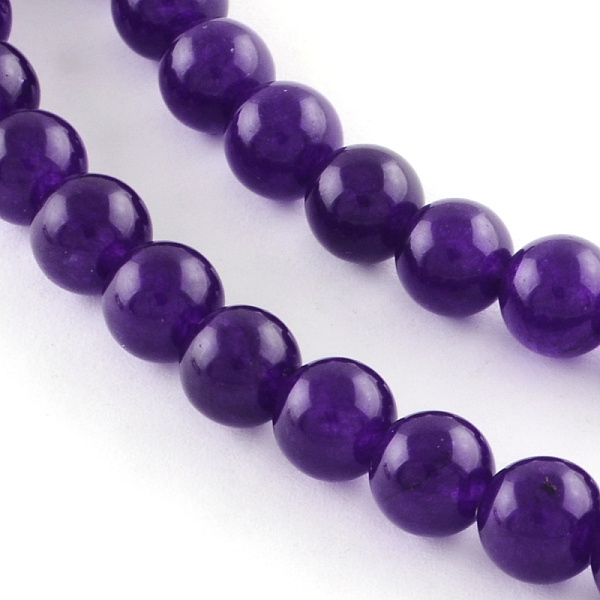 

PandaHall Dyed Natural Jade Round Bead Strands, Indigo, 8mm, Hole: 1mm, about 48pcs/strand, 14.9 inch Other Jade Round Purple