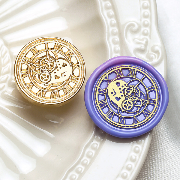 

PandaHall Wax Seal Brass Stamp Heads, for Wax Seal Stamp, Golden, Clock, 30x14mm, Inner Diameter: 7mm Brass Clock