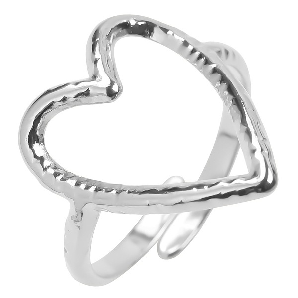 

PandaHall Vintage Stainless Steel Couple Rings, Hollow Heart Open Cuff Rings for Women Men, Stainless Steel Color Other