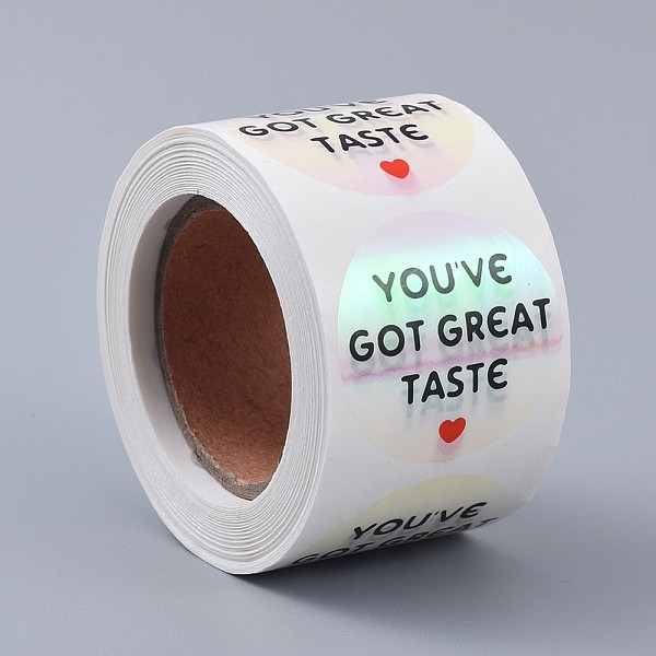 

PandaHall You've Got Great Taste Stickers, Round Shape Rainbow Holo Stickers, for Christmas Gifts, Wedding, Party, Word, 38mm, about...