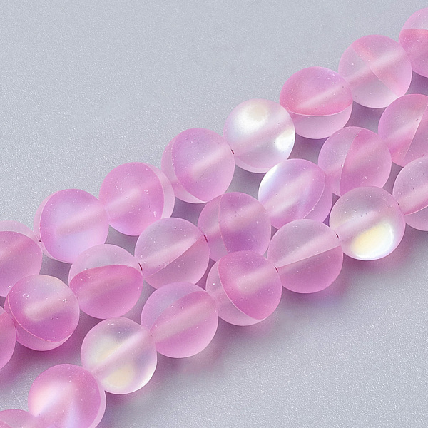 

PandaHall Synthetic Moonstone Beads Strands, Holographic Beads, Dyed, Frosted, Round, Hot Pink, 10mm, Hole: 1.2mm 40pcs/strand, 15.7 inch...