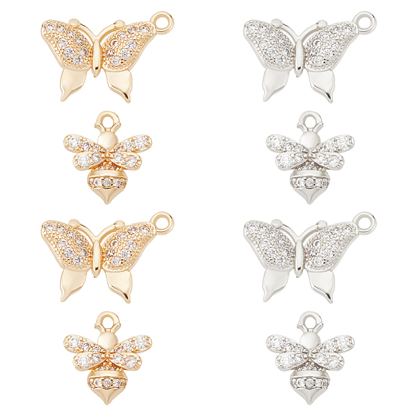 

PandaHall DICOSMETIC 8Pcs 2 Styles Butterfly Pendant Charm Brass Micro Pave Clear Cubic Zirconia Pendants Gold Plated and Platinum Plated...