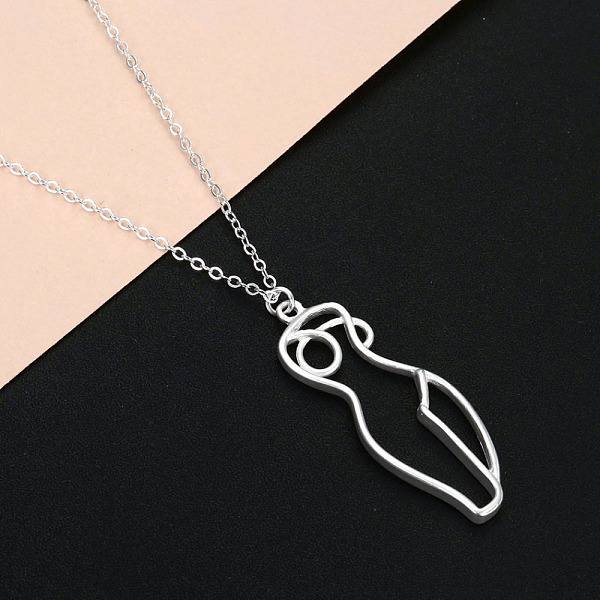 

PandaHall Alloy Female Body Pendant Necklace, Feminism Jewelry for Women, Silver, 17.72 inch(45cm) Alloy