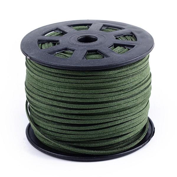 

PandaHall Faux Suede Cords, Faux Suede Lace, Dark Olive Green, 1/8 inch(3mm)x1.5mm, about 100yards/roll(91.44m/roll), 300 feet/roll Faux...