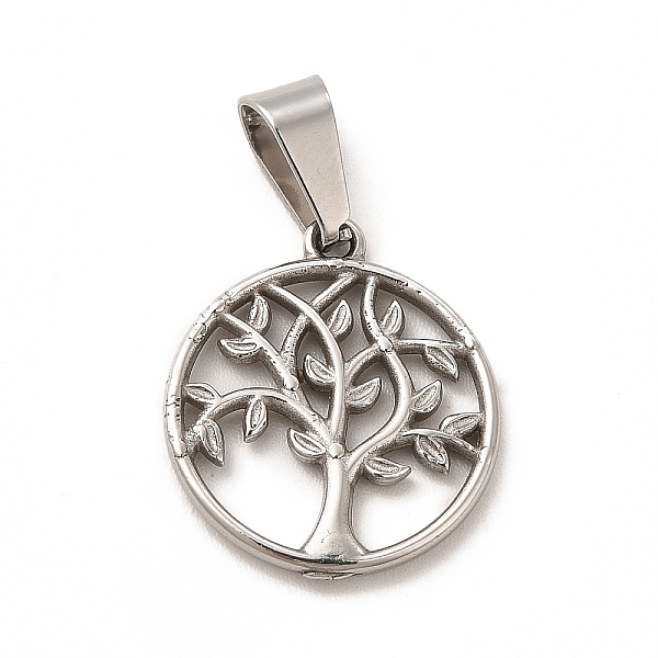 

PandaHall 304 Stainless Steel Pendants, Flat Round with Tree of Life Charms, Stainless Steel Color, 18.5x16x1.5mm, Hole: 6x3.5mm 304...