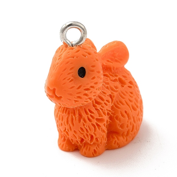 

PandaHall Opaque Resin Pendants, 3D, Rabbit Charm, with Platinum Tone Iron Loops, Coral, 21x12.5x22mm, Hole: 2mm Iron+Resin Rabbit Red