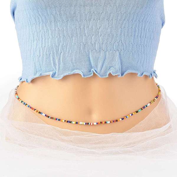 

PandaHall Summer Jewelry Waist Bead, Body Chain, Seed Beaded Belly Chain, Bikini Jewelry for Woman Girl, Colorful, 31.5 inch(80cm) Glass
