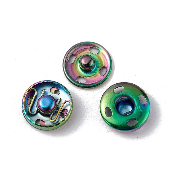 

PandaHall Ion Plating(IP) 202 Stainless Steel Snap Buttons, Garment Buttons, Sewing Accessories, Rainbow Color, 12x4.5mm Stainless Steel...