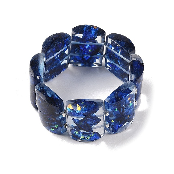 

PandaHall Epoxy Resin Dyed Natural Imperial Jasper Domino Beaded Stretch Bracelets for Women, Dark Blue, Inner Diameter: 2-1/4 inch(5.75cm)...