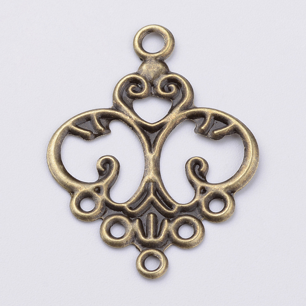

PandaHall Iron Chandelier Component Links, Etched Metal Embellishments, Antique Bronze, 32x24x0.5mm, Hole: 2~2.5mm Iron Others