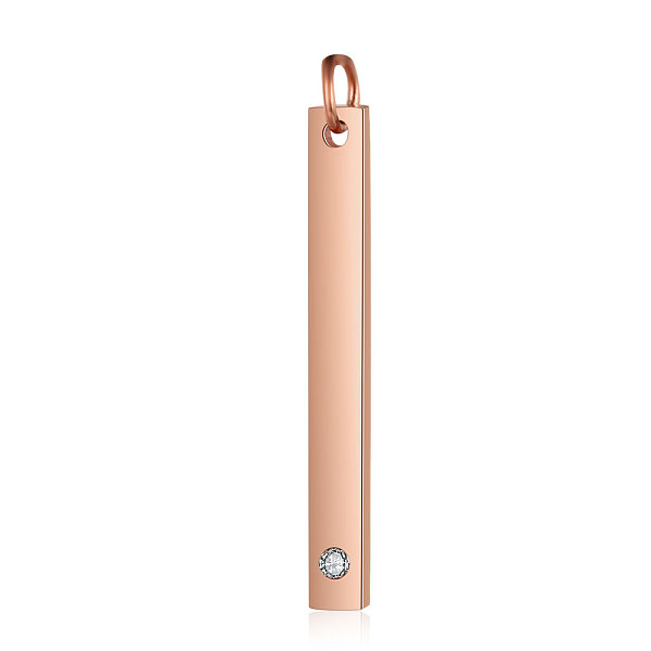 

PandaHall 201 Stainless Steel Bar Tag Pendants, with Rhinestone, Rectangle, Crystal, Rose Gold, 32x3x1.5mm, Hole: 3mm Stainless..., Clear