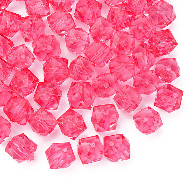 

PandaHall Transparent Acrylic Beads, Faceted, Cube, Hot Pink, 10x11x11mm, Hole: 2mm, about 670pcs/500g Acrylic Cube