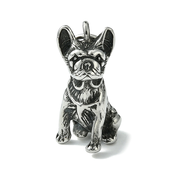 

PandaHall Retro 304 Stainless Steel Pendants, with Jump Ring, Manual Polishing, Dog Charm, Antique Silver, 29x16x18mm, Hole: 7.6mm 304...