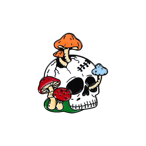 

PandaHall Alloy Enamel Brooches, Skull with Mushroom, Colorful, 33x30.5mm Alloy+Enamel