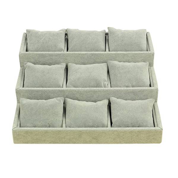 

PandaHall Velvet Pillow Jewelry Bracelet Watch Display, with Wood, Light Grey, 270x245x100mm Velvet Gray