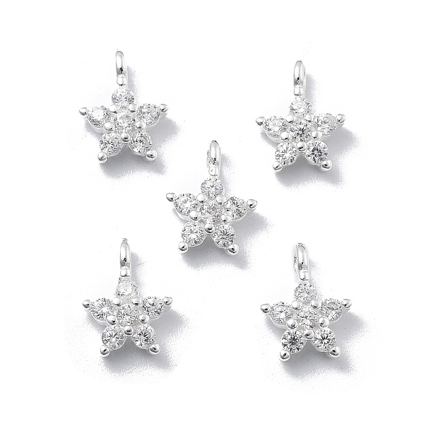 925 Sterling Silver Micro Pave Clear Cubic Zirconia Star Charms