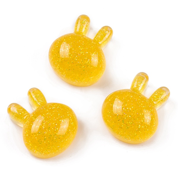 

PandaHall Transparent Epoxy Resin Bunny Decoden Cabochons, Glitter Rabbit, Gold, 19x16x10mm Epoxy Resin Rabbit Gold