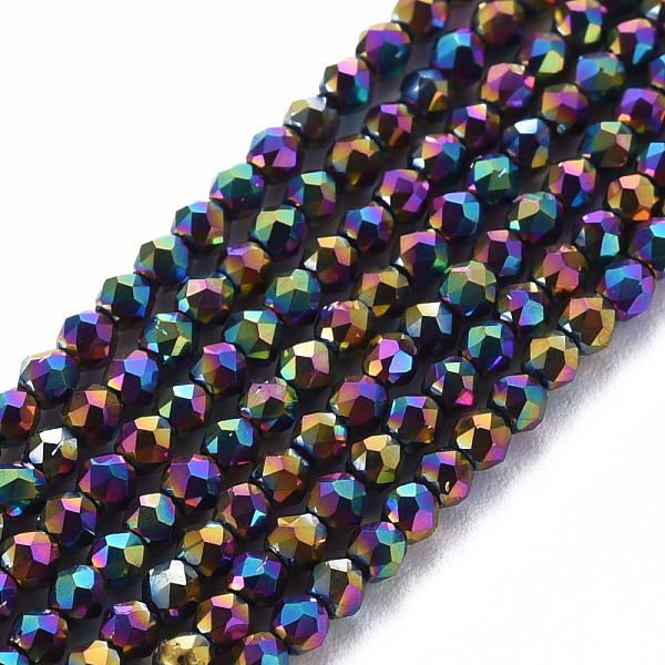 

PandaHall Electroplated Glass Beads Strands, Faceted, Rondelle, Rainbow Plated, 2mm, Hole: 0.5mm, about 192~194pcs/strand, 12.99~13.39...