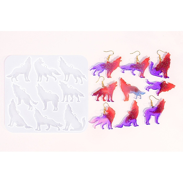 

PandaHall Silhouette Silicone Molds, Pendant Casting Molds, for UV Resin, Epoxy Resin Craft Making, Wolf, 133x144x4mm, Hole: 2mm Silicone..., White