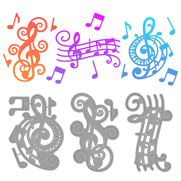 PandaHall GLOBLELAND 3Pcs Music Note Cutting Dies Musical Notes Embossing Stencils Music Party Decorations Template for Music Theme Card...