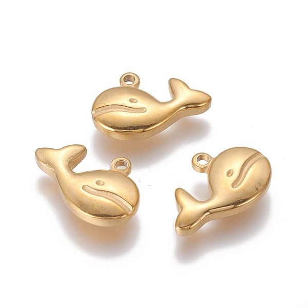 

PandaHall 304 Stainless Steel Pendants, Whale Shape, Golden, 12x18~18.3x3.8mm, Hole: 1.6mm 304 Stainless Steel Other Animal